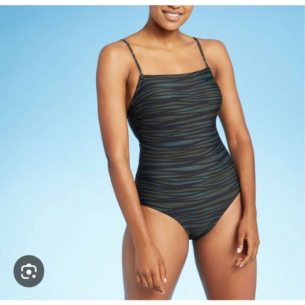 🔥5/$25 sale🔥 Kona Sol Multicolor Cutout Back Built-In Bra Stretch One Piece Swim
